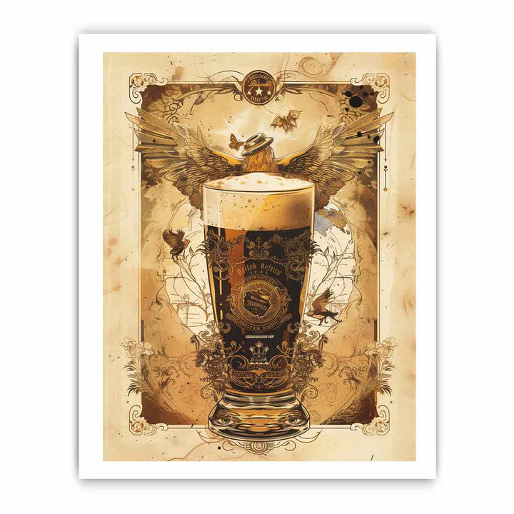 Vintage Beer Frame Print framed Print