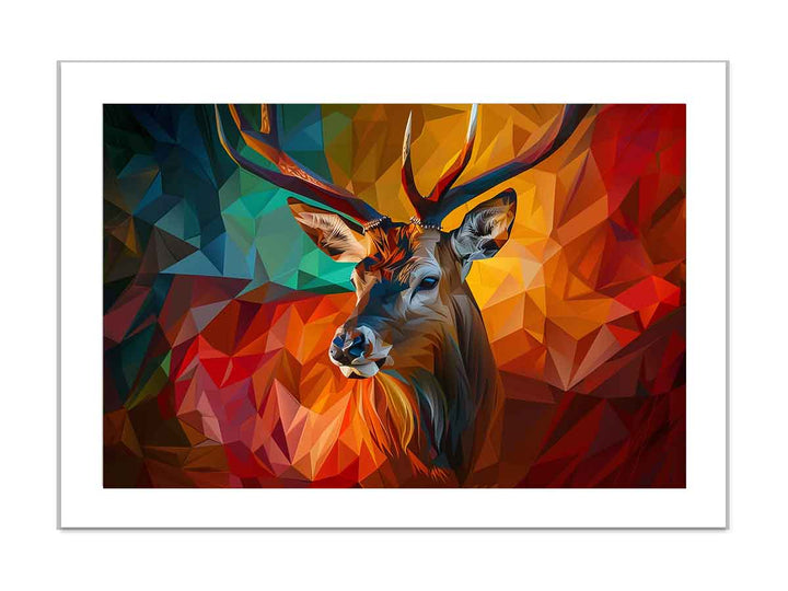 3D Abstract Stag framed Print
