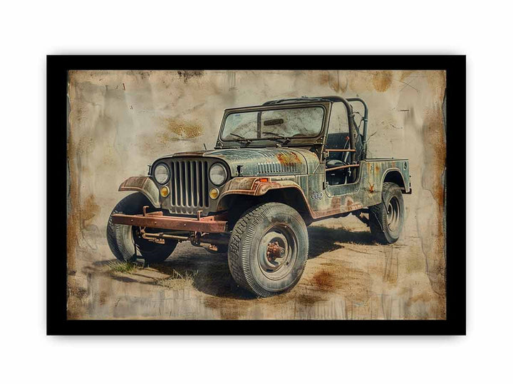 Vinatge Jeep Art framed Print