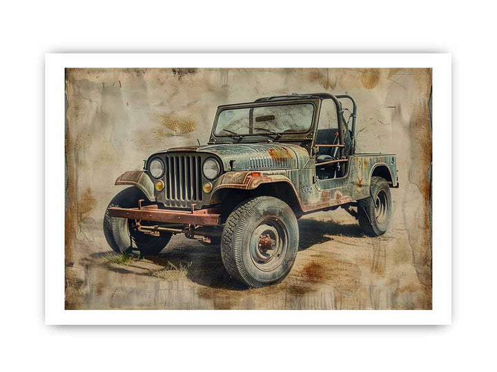 Vinatge Jeep Art framed Print