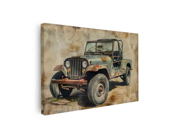 Vinatge Jeep Art canvas Print