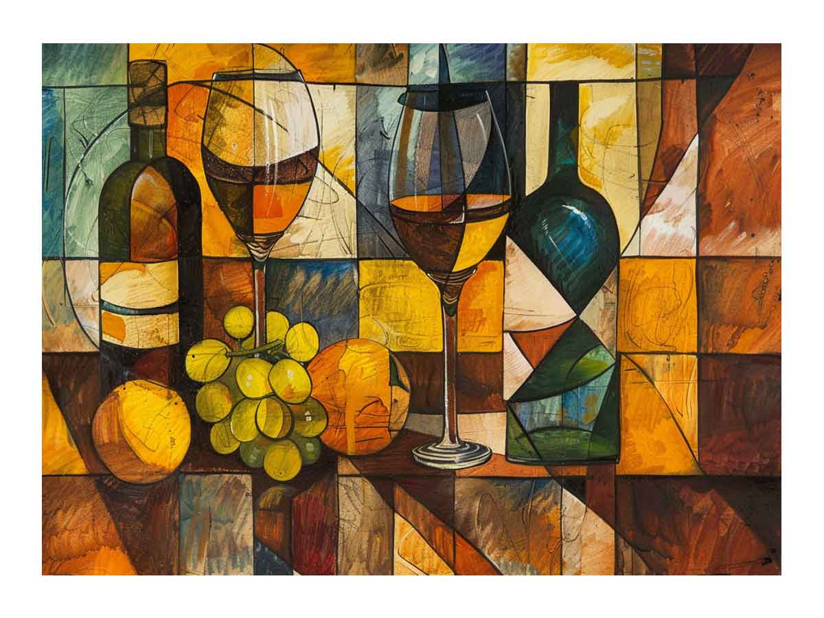 Cubism Wine Art Painting | Canvas Direct