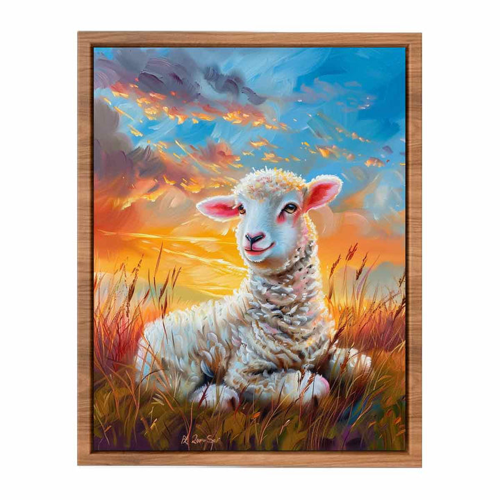 Baby Sheep Painting framed Print