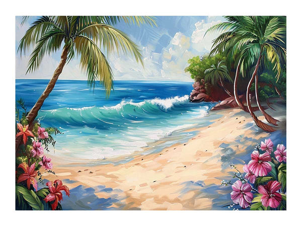 Tropical Beach Painting Art Print