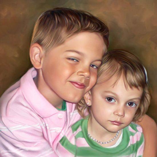 2 Kids Portrait  Painting