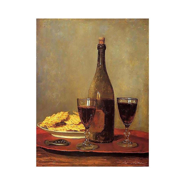 Still Life: Two Glass of Red Wine by Albert Anker