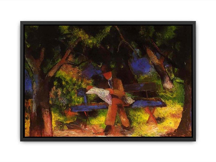 Reading man in park  by August Macke Canvas Print