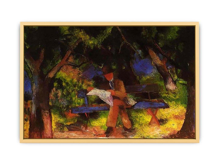 Reading man in park  by August Macke Streched canvas