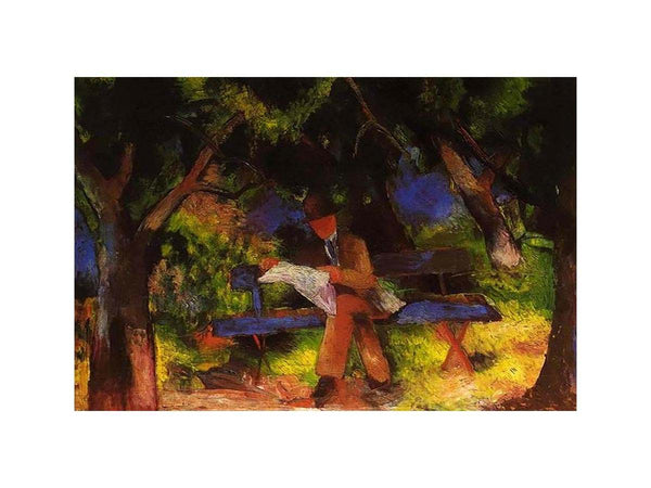 Reading man in park  by August Macke