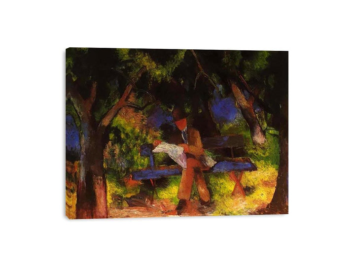 Reading man in park  by August Macke  Painting