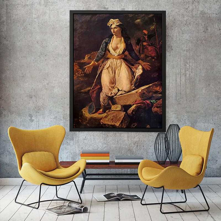 Greece on the Ruins of Missolonghi  Painting
