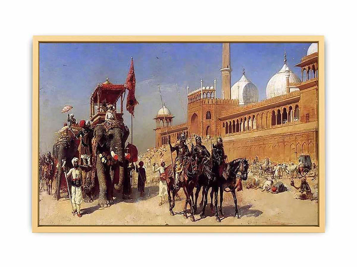 Great Mogul And His Court Returning From The Great Mosque At Delhi India Streched canvas