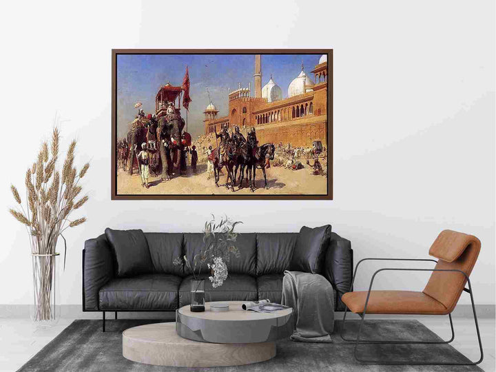 Great Mogul And His Court Returning From The Great Mosque At Delhi India Painting