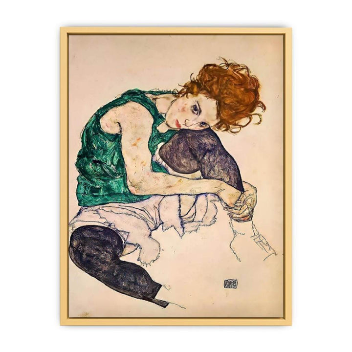 Seated Woman With Bent Knee Streched canvas