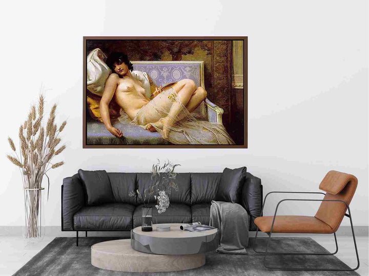 Jeune femme denudée sur canape (Young woman naked on a settee) Painting