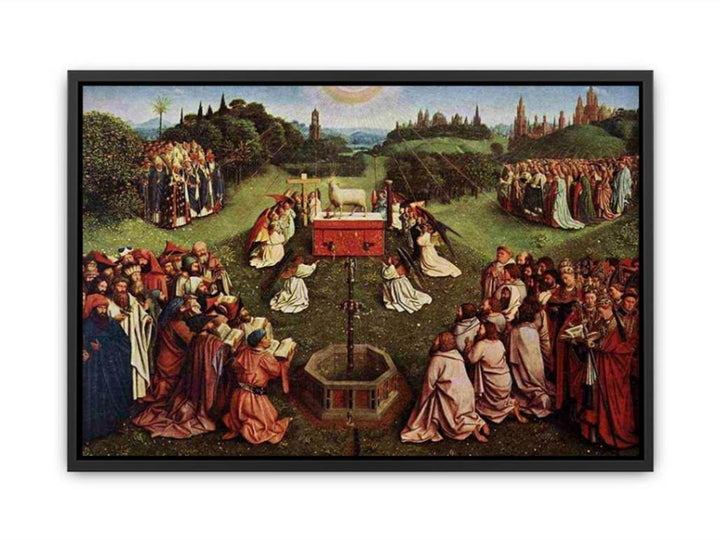 The Ghent Altarpiece- Adoration of the Lamb 1425-29 Canvas Print