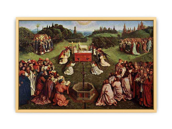 The Ghent Altarpiece- Adoration of the Lamb 1425-29 Streched canvas