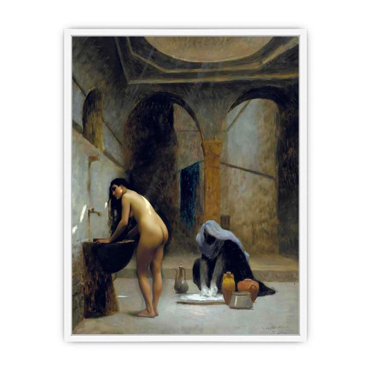 A Moorish Bath Turkish Woman Bathing Framed Print