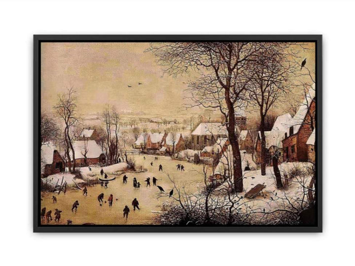 Winter Landscape with Skaters and Bird Trap 1565 Canvas Print