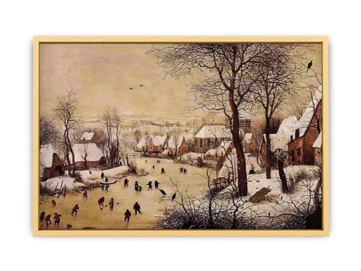 Winter Landscape with Skaters and Bird Trap 1565 Streched canvas