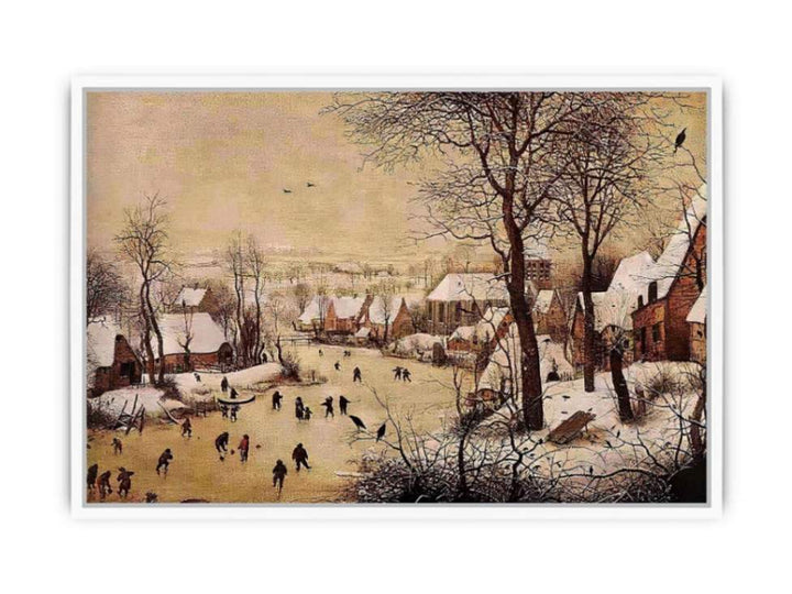 Winter Landscape with Skaters and Bird Trap 1565 Framed Print