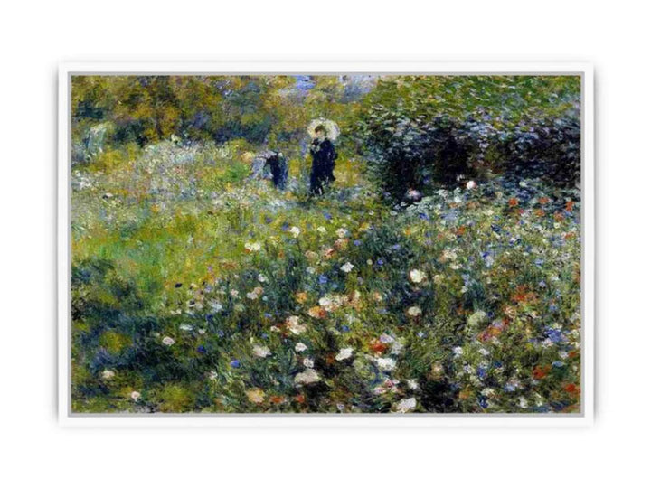 Woman with a Parasol in a Garden Framed Print