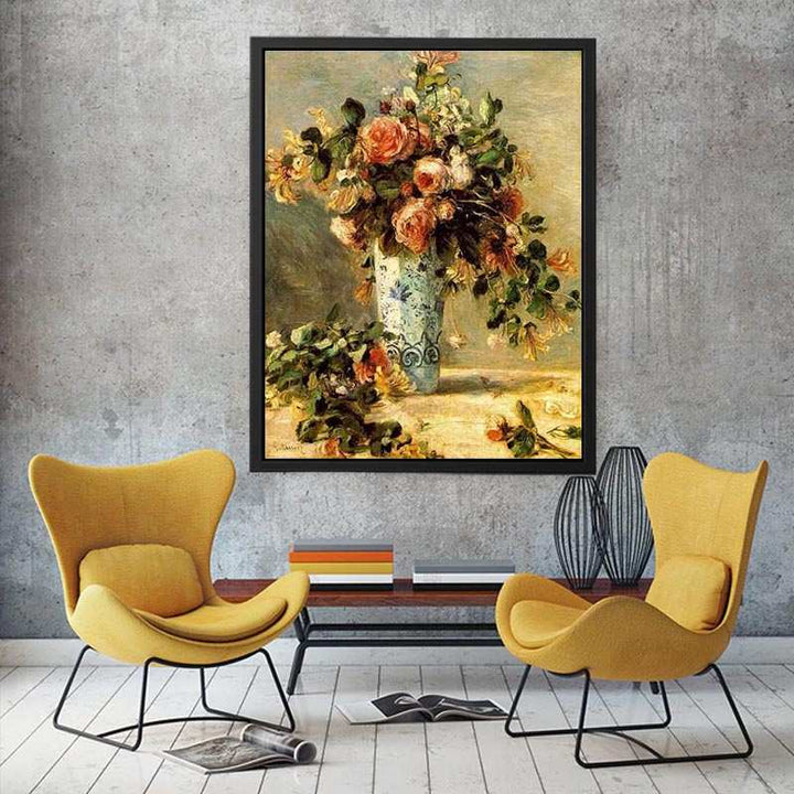 Roses And Jasmine In A Delft Vase  Painting