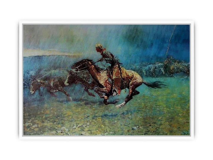 Remington Stampede by Frederic Remington Framed Print
