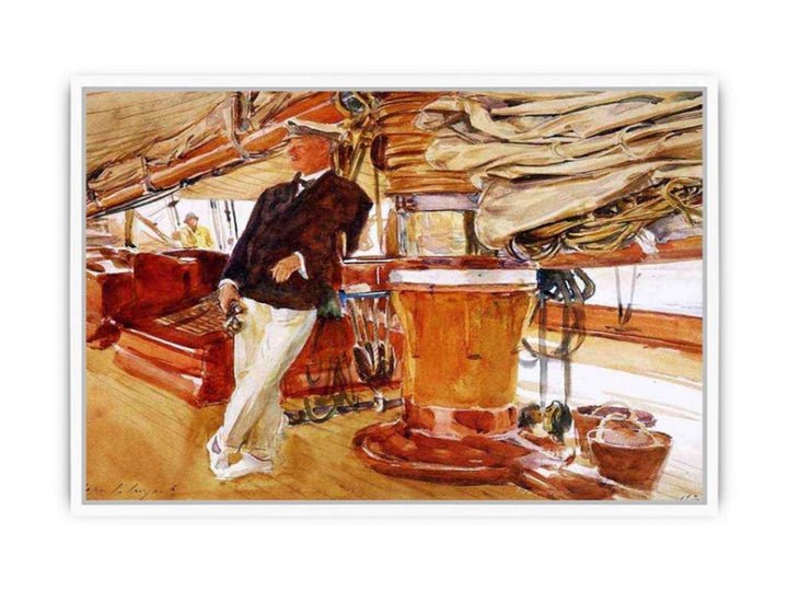 On the Deck of the Yacht Constellation Framed Print