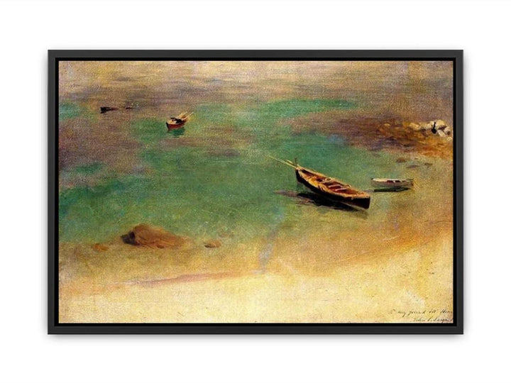 A Boat in the Waters off Capri Canvas Print