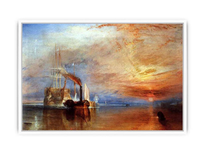 The Fighting 'Téméraire' tugged to her last Berth to be broken up Framed Print