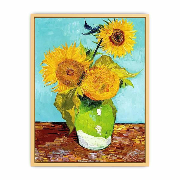Sunflowers on Green By Van Gogh Streched canvas