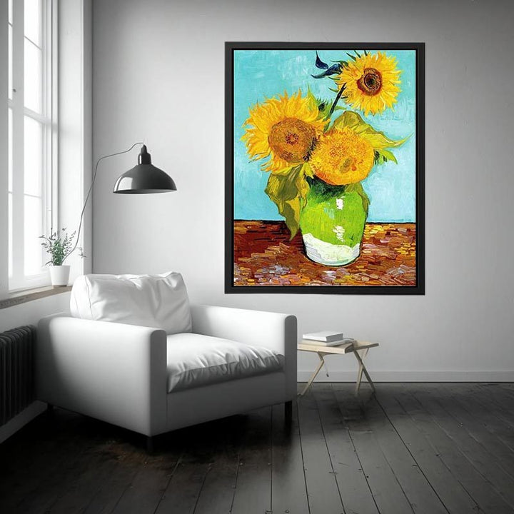 Sunflowers on Green By Van Gogh Painting