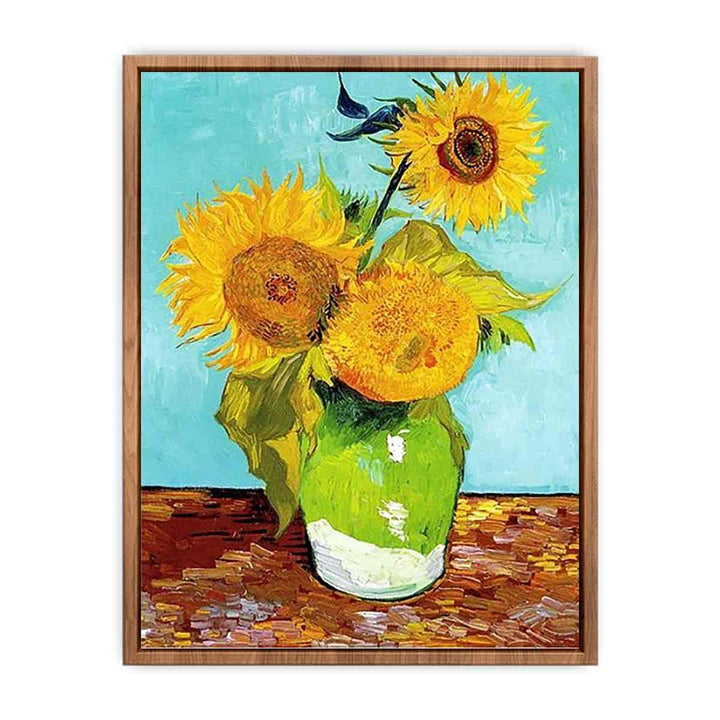 Sunflowers on Green By Van Gogh  Poster