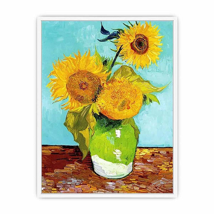 Sunflowers on Green By Van Gogh Framed Print