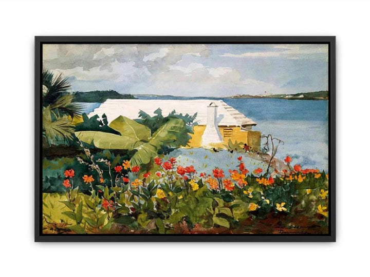 Flower Garden and Bungalow, Bermuda Canvas Print