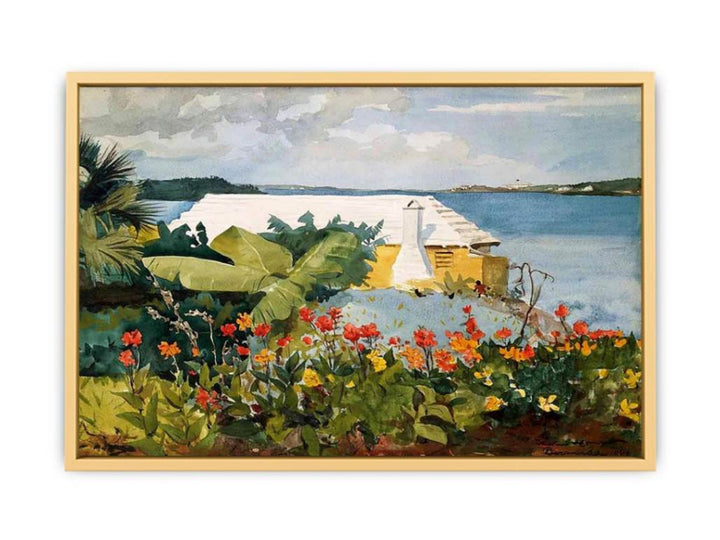 Flower Garden and Bungalow, Bermuda Streched canvas