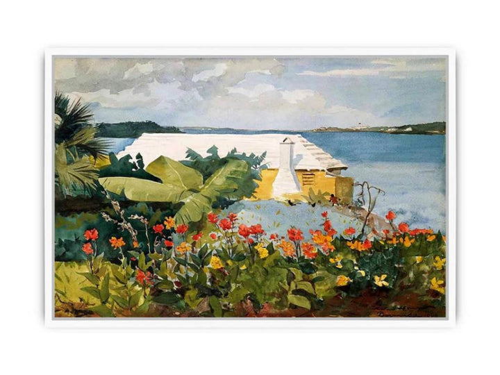 Flower Garden and Bungalow, Bermuda Framed Print