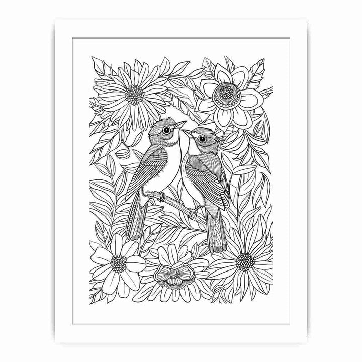Color Me Love Birds framed Print