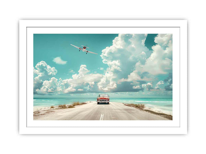 Beach Road Car  Art framed Print