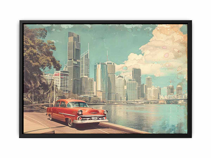Brisbane City Vintage Art canvas Print
