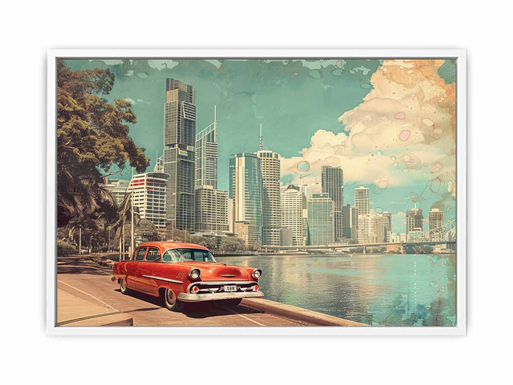 Brisbane City Vintage Art Painting