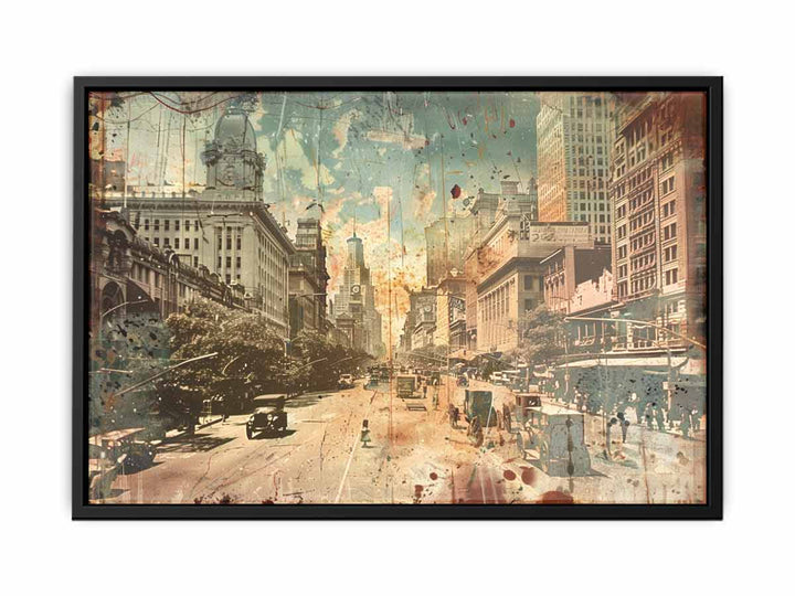 Brisbane City Vintage Print canvas Print