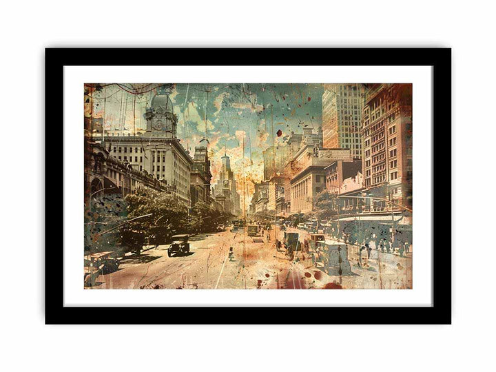 Brisbane City Vintage Print framed Print