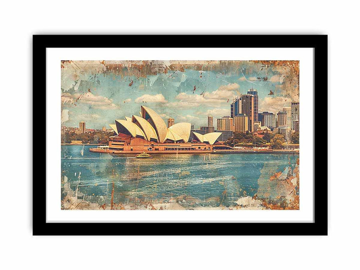 Sydney City Vintage Art framed Print