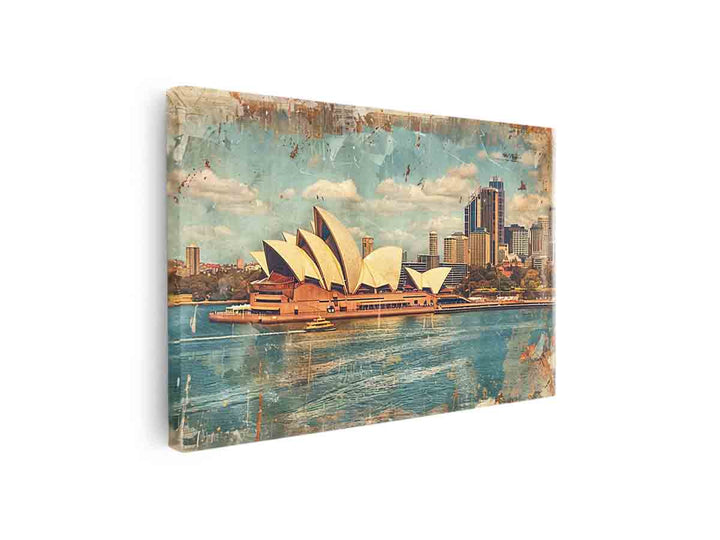 Sydney City Vintage Art canvas Print