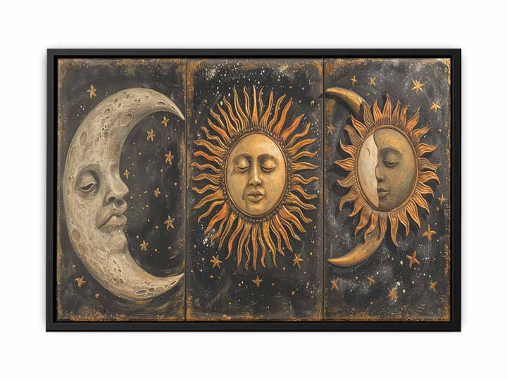 Sun Moon Painting canvas Print