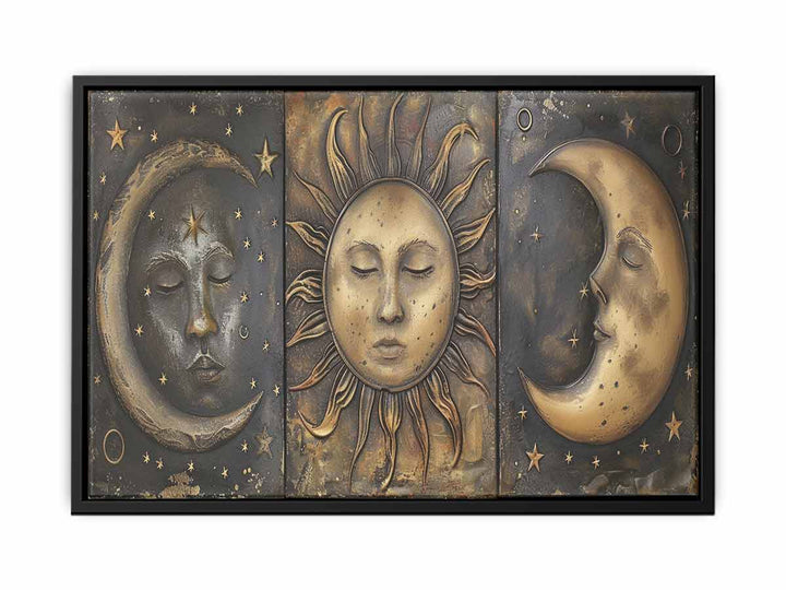 Sun Moon Art Framed  print  canvas Print