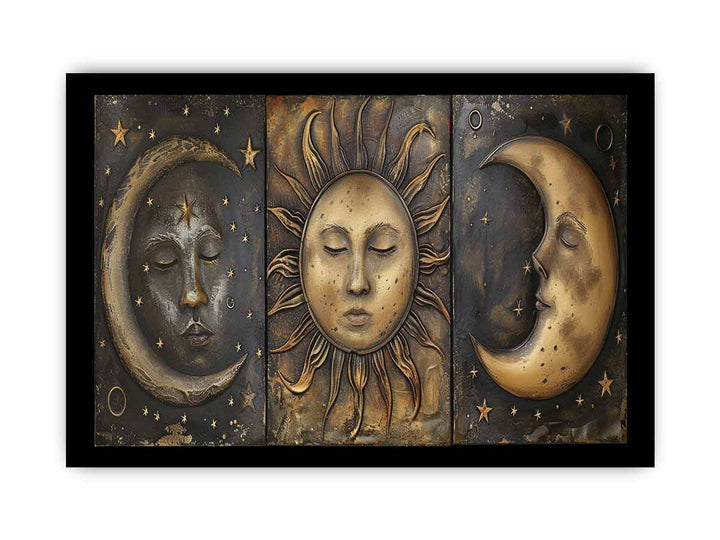 Sun Moon Art Framed  print framed Print