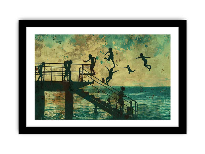 Kids Dive Painting framed Print